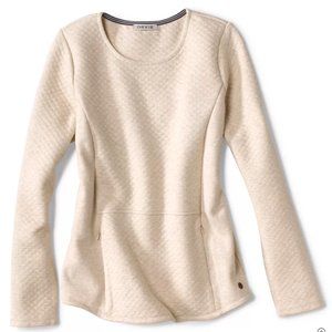 NWT- Orvis- Placed Quilted Crew Sweatshirt- Oatmeal